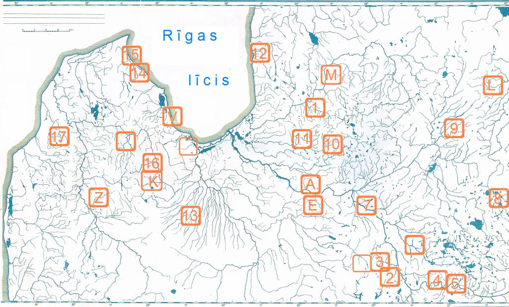 karte -dabas izziņu takas pa upēm Latvijā